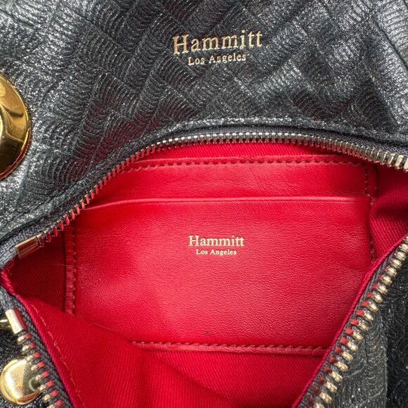 Hammitt Tony Small Black Chevron Leather Crossbody Bag Polished Gold - Picture 13 of 15